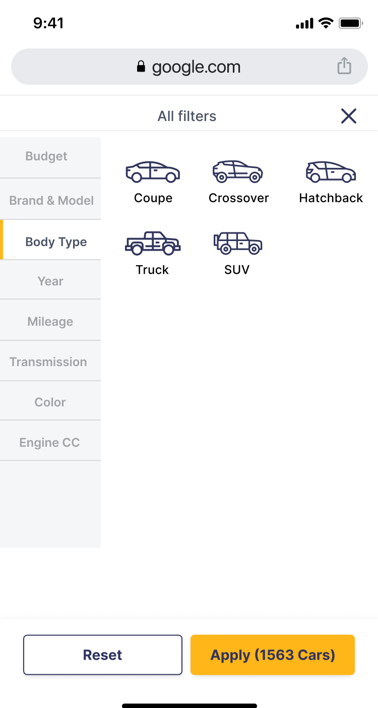 Low fidelity body type filter
